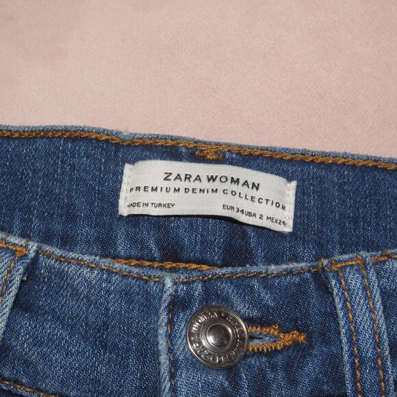 Zara Pearl Beaded Embellished Slim Boyfriend Denim Jeans - Picture 9 of 11